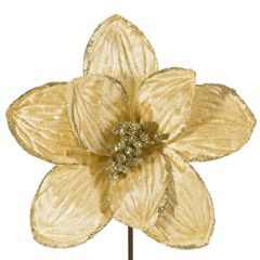 Złoty kwiat z brokatowym wykończeniem na choinkę 20 cm Eurofirany - 20 cm - złoty 1