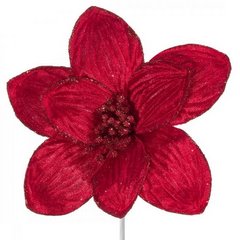 Czerwony kwiat z brokatowym wykończeniem na choinkę 20 cm Eurofirany - 20 cm - czerwony 1