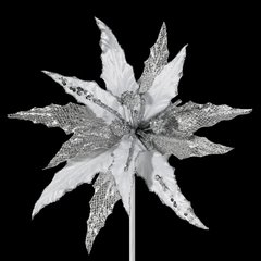 Biały kwiat dekoracyjny na choinkę z połyskiem 32 cm Eurofirany - 16 cm - biały 1