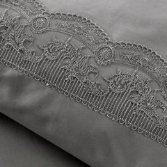 Komplet pościeli LANA z bawełny renforce zdobiona elegancką koronką Premium Eurofirany - 160 x 200 cm - ciemnoszary 5