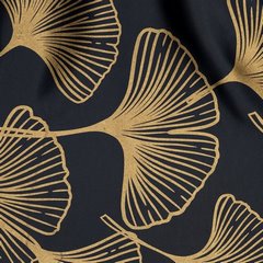 Harmony czarna zasłona zaciemniająca ze złotym wzorem liści ginko na przelotkach 140x250 cm Eurofirany - 140 x 250 cm - czarny 3