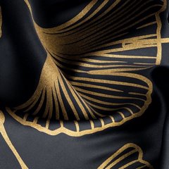 Harmony czarna zasłona zaciemniająca ze złotym wzorem liści ginko na przelotkach 140x250 cm Eurofirany - 140 x 250 cm - czarny 4