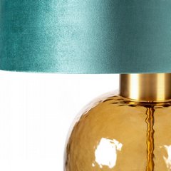 Lampa stołowa turkusowo-złota MUSA z welwetowym abażurem i szklaną podstawą Limited Collection Eurofirany - ∅ 40 x 69 cm - turkusowy 2