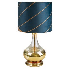 Lampa stołowa turkusowo-złota LOTOS 4 z welwetowym abażurem i szklaną podstawą Limited Collection Eurofirany - ∅ 32 x 61 cm - turkusowy 1