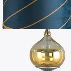 Lampa stojąca turkusowo-złota LOTOS 4  z welwetowym abażurem i złotą podstawą Limited Collection Eurofirany - ∅ 43 x 157 cm - turkusowy 2