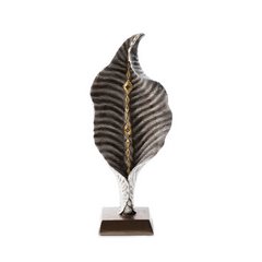Figurka dekoracyjna KALI srebrna liść w nowoczesnym stylu Eurofirany - 14 x 7 x 35 cm - srebrny 1