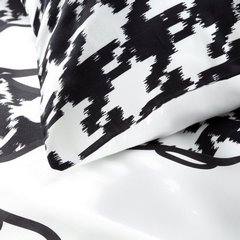 Komplet pościeli PREMIUM biało-czarny z graficznym wzorem z makosatyny bawełnianej Eurofirany Premium - 160 x 200 cm - biały 5