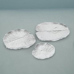 Patera dekoracyjna KALINA srebrna liść nenufaru Eurofirany - 33 x 33 x 2 cm - srebrny 3