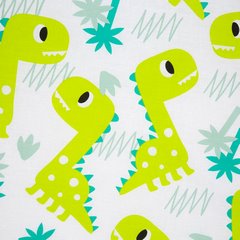 Komplet pościeli KIDS biały z motywem dinozaurów z tkaniny bawełnianej Design 91 - 160 x 200 cm - jasnozielony 3