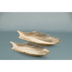 Patera ceramiczna LUNA 4 złota w kształcie liścia Limited Collection Eurofirany - 34 x 18 x 4 cm - złoty 3