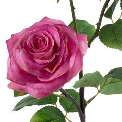 RÓŻOWA GAŁĄZKA KWIATÓW RÓŻY Z PĄKIEM SZTUCZNY KWIAT 1szt  DUŻY 78 cm EUROFIRANY - dł. 80 cm śr. kwiat 11 cm - różowy 2