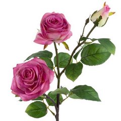 RÓŻOWA GAŁĄZKA KWIATÓW RÓŻY Z PĄKIEM SZTUCZNY KWIAT 1szt  DUŻY 78 cm EUROFIRANY - dł. 80 cm śr. kwiat 11 cm - różowy 1