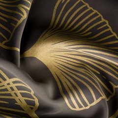 Zasłona HARMONY zaciemniająca ze złotym wzorem liści ginko Eurofirany - 140 x 250 cm - brązowy 4