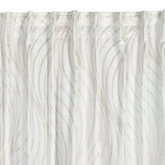 BLANCA 3 biała zasłona z welwetu ze złotym wzorem geometrycznym na taśmie flex 140x270 cm LIMITED COLLECTION Eurofirany - 140 x 270 cm - biały 5