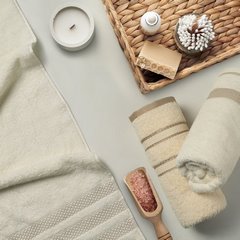 Ręcznik kąpielowy RODOS z żakardową bordiurą w drobną kratkę Eurofirany - 50 x 90 cm - kremowy 6