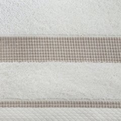 Ręcznik kąpielowy RODOS z żakardową bordiurą w drobną kratkę Eurofirany - 50 x 90 cm - kremowy 3