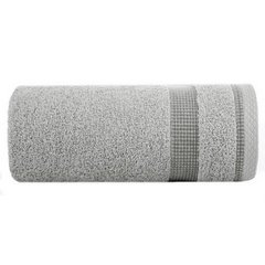 Ręcznik kąpielowy RODOS z żakardową bordiurą w drobną kratkę Eurofirany - 50 x 90 cm - szary 2