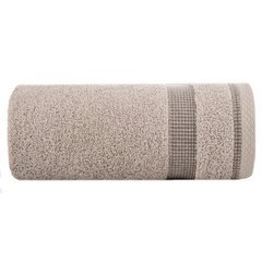 Ręcznik kąpielowy RODOS z żakardową bordiurą w drobną kratkę Eurofirany - 50 x 90 cm - beżowy 2