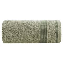 Ręcznik kąpielowy oliwkowy RODOS  z żakardową bordiurą w drobną kratkę 50x90 cm o gramaturze 500 g/m2 Eurofirany - 50 x 90 cm - oliwkowy 2