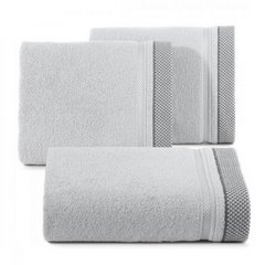 KINGA bawełniany ręcznik łazienkowy z żakardową bordiurą Eurofirany - 70 x 140 cm - jasnopopielaty 1