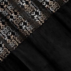 Zasłona LIZA z welwetu z dekoracyjnym pasem Eurofirany - 140 x 250 cm - czarny 2