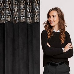 Zasłona LIZA z welwetu z dekoracyjnym pasem Eurofirany - 140 x 250 cm - czarny 6