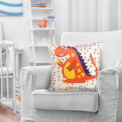 KIDS 8b poszewka welwetowa dekoracyjna na poduszkę z nadrukiem smoka Design 91 - 45 x 45 cm - biały 3