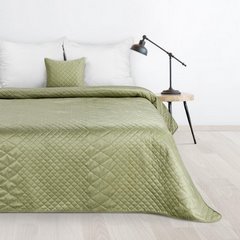 Luiz 3 jasna zielona narzuta z welwetu z geometrycznym pikowaniem na łóżko do sypialni 220x240 cm Design91 - 220 x 240 cm - jasnozielony 1