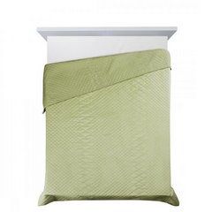 Luiz 3 jasna zielona narzuta z welwetu z geometrycznym pikowaniem na łóżko do sypialni 220x240 cm Design91 - 220 x 240 cm - jasnozielony 3