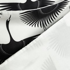 Komplet pościeli MAJA z motywem żurawi  z satyny bawełnianej Eurofirany - 160 x 200 cm - biały 5