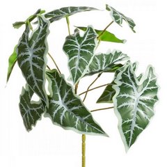Sztuczne liście dekoracyjne ALOCASIA zielono -srebrna Eurofirany - 30 cm - zielony 1