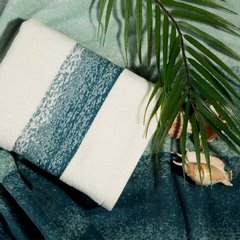 Komplet ręczników TRIS z bordiurą w pasy z efektem cieniowania przewiązanych efektowną wstążeczką - 37 x 25 x 10 cm - niebieski 8