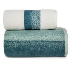 Komplet ręczników TRIS z bordiurą w pasy z efektem cieniowania przewiązanych efektowną wstążeczką - 37 x 25 x 10 cm - niebieski 2