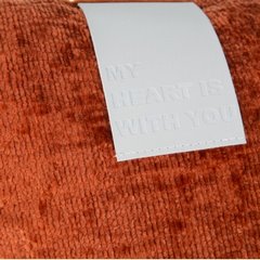 Poszewka dekoracyjna z szenilowej tkaniny ze skórzaną wstawką Eurofirany - 45 x 45 cm - ceglasty 2