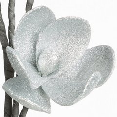 Kwiat sztuczny dekoracyjny z lśniącym brokatem srebrny Eurofirany - ∅ 15 x 86 cm - srebrny 2