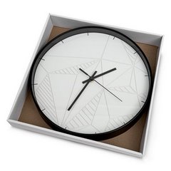 Okrągły zegar ścienny z wzorem geometrycznym na cyferblacie Eurofirany - 30 x 4 x 30 cm - kremowy 2