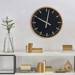 Okrągły zegar ścienny w minimalistycznym stylu Eurofirany - 40 x 4 x 40 cm - grafitowy 4