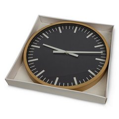 Okrągły zegar ścienny w minimalistycznym stylu Eurofirany - 40 x 4 x 40 cm - grafitowy 2