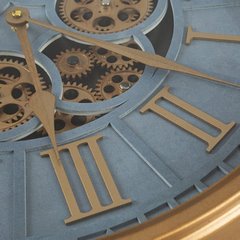Okrągły zegar ścienny z rzymskimi cyframi i kołami zębatymi Eurofirany - 51 x 6 x 51 cm - niebieski 3