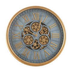 Okrągły zegar ścienny z rzymskimi cyframi i kołami zębatymi Eurofirany - 51 x 6 x 51 cm - niebieski 1