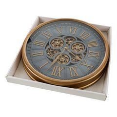 Okrągły zegar ścienny z rzymskimi cyframi i kołami zębatymi Eurofirany - 51 x 6 x 51 cm - niebieski 2