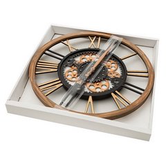Okrągły zegar ścienny z rzymskimi cyframi i kołami zębatymi Eurofirany - 50 x 6 x 50 cm - czarny 2