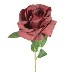 Kwiat sztuczny dekoracyjny RÓŻA bordowa Eurofirany - ∅ 13 x 53 cm - bordowy 1