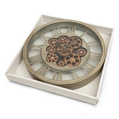Okrągły zegar ścienny z rzymskimi cyframi i ruchomymi kołami zębatymi Eurofirany - 37 x 7 x 37 cm - popielaty 2