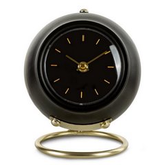 Okrągły zegar stołowy w stylu retro  Eurofirany - 16 x 13 x 19 cm - czarny 1
