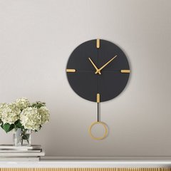 Zegar ścienny ze złotym wahadłem w stylu nowoczesnym Eurofirany - 25 x 5 x 41 cm - stalowy 3