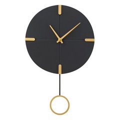 Zegar ścienny ze złotym wahadłem w stylu nowoczesnym Eurofirany - 25 x 5 x 41 cm - stalowy 1