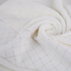 Ręcznik MARTHA z miękką szenilową bordiurą ze srebrnym geometrycznym wzorem Eurofirany - 70 x 140 cm - biały 4