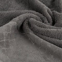 Ręcznik MARTHA z miękką szenilową bordiurą ze srebrnym geometrycznym wzorem Eurofirany - 50 x 90 cm - grafitowy 4