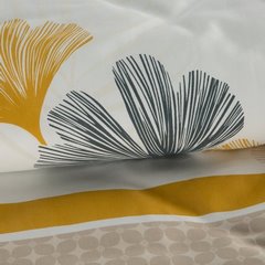 Komplet pościeli LEA biała z motywem liści miłorzębu z tkaniny bawełnianej z poliestrem Design 91 - 160 x 200 cm - biały 5